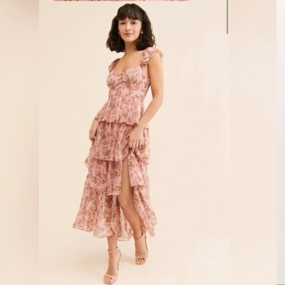 Astr The Label Flutter Sleeve Midsummer Dress Pink, Large